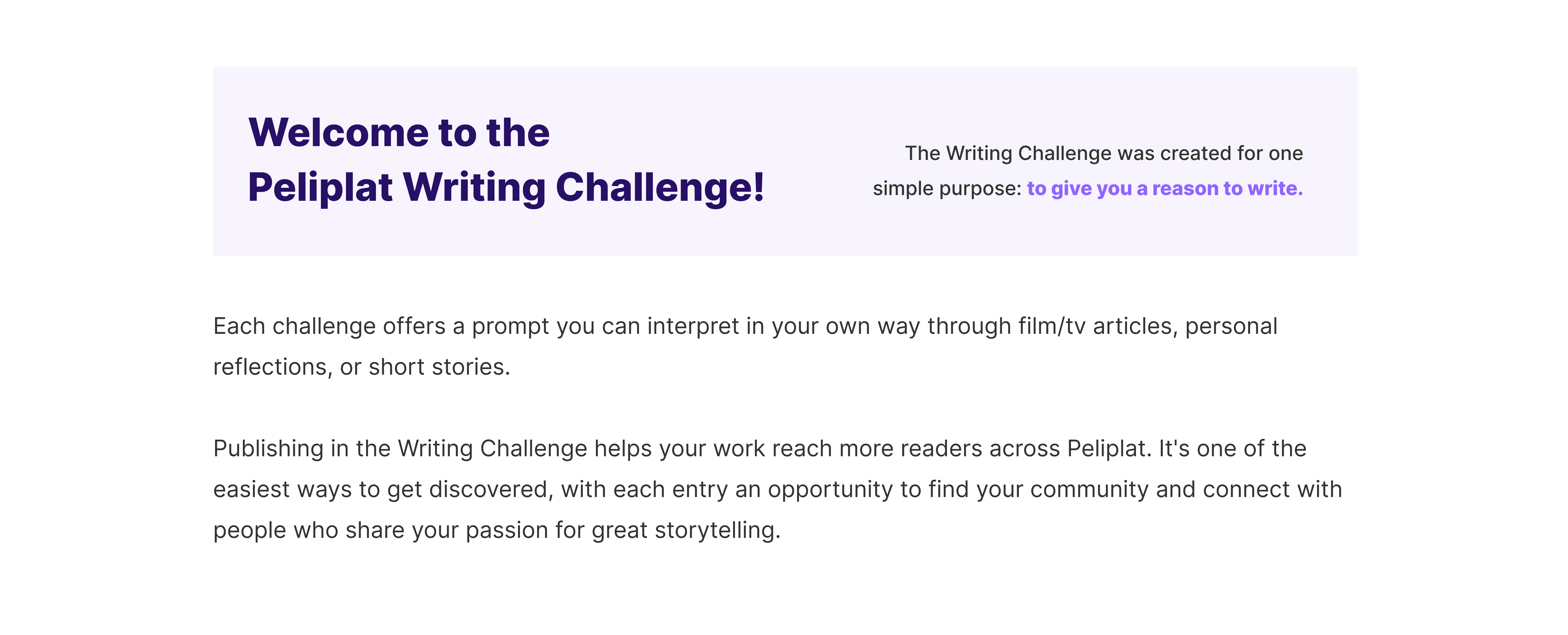 challenge welcome